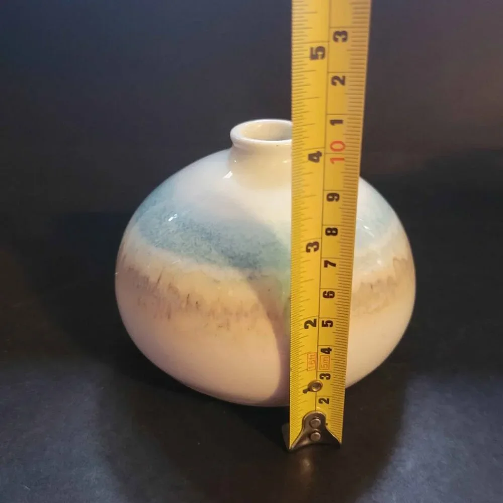 Vintage Kravec Studios Art Pottery Bud Vase With A Drip Glaze Finish
